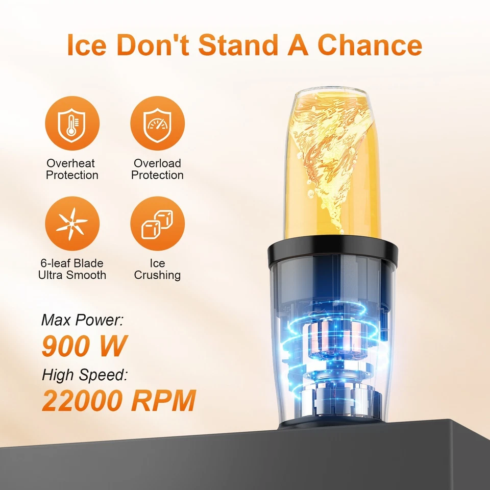 Personal Blender 850W Kitchen KOIOS Blender Shakes Smoothies Seasonings Sauce - Image 2 of 4