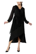 C Wonder by Christian Siriano Flower Trim Midi Dress Black