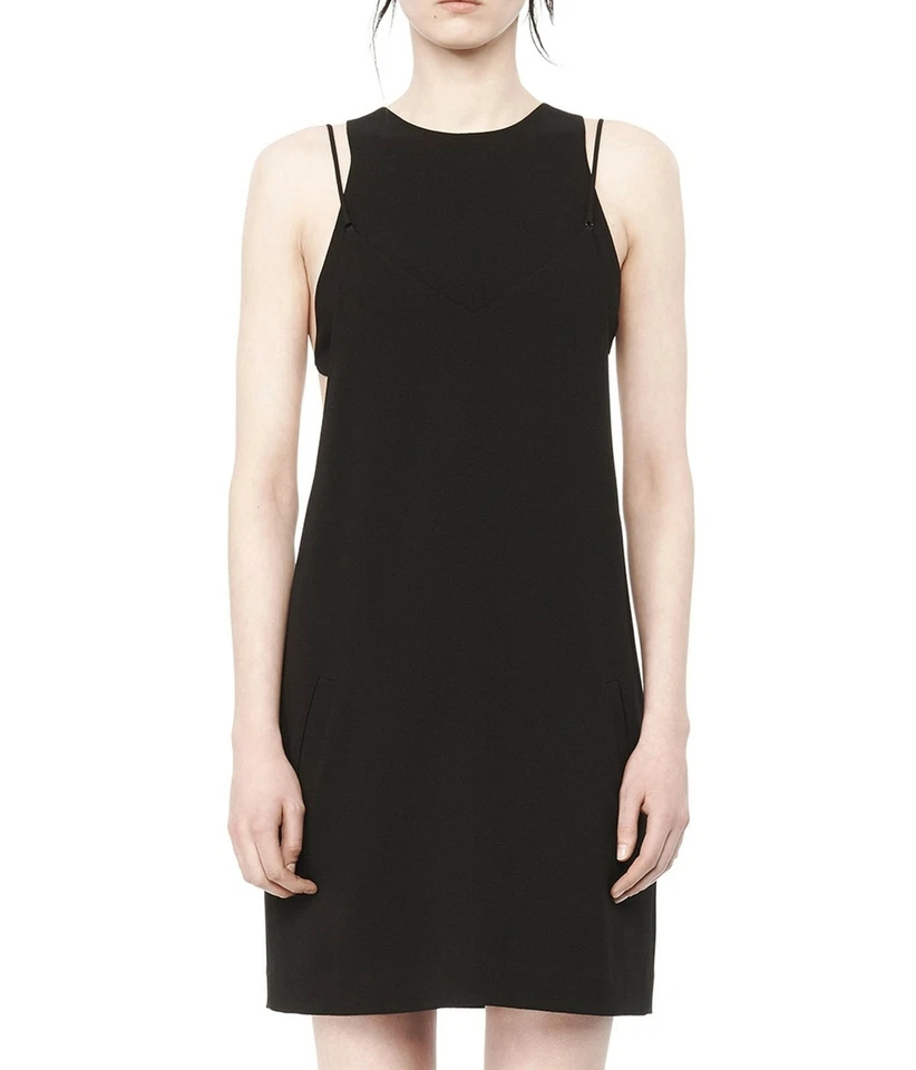 ALEXANDER WANG 134079 黑色 'Poly Crepe' 胸罩背带吊带吊带连身裤,尺寸 0 — 第 2/4 张图片