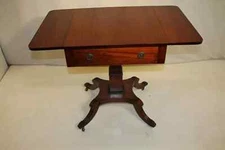 Regency Style Mahogany  Pembroke Side End Table on Casters