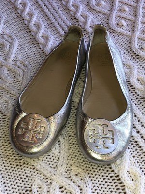tory burch minnie travel ballet flat silver