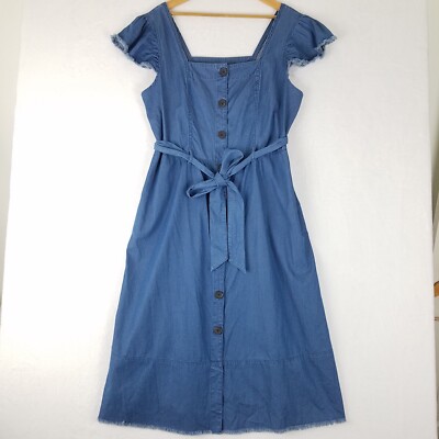 knee length dresses for ladies Medium Wash Chambray Wrap Midi Dress - All Dresses main image 0