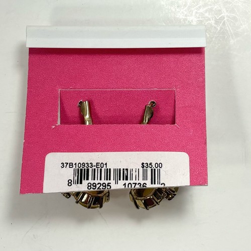 Betsey Johnson Multicolor Rhinestone Pink Blue Gold Tone Lever Back Earrings - Picture 7 of 15