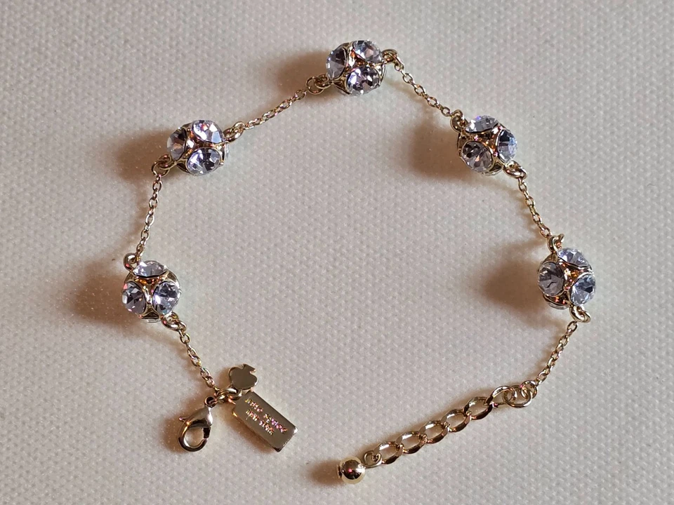 Vintage Kate Spade Lady Marmalade Crystall Ball Bracelet Gold Tone - Image 4 of 4