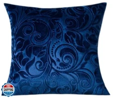 TangDepot Heavy Velvet Embossing Throw Pillow Cover, Classis Floral Anaglyph 
