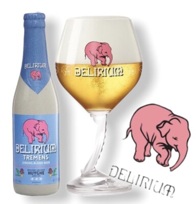 4x Delirium Tremens 0,33 l Belgien Starkbier Bier inkl. orig.  Glas + Bierdeckel
