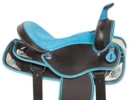 Manaal Enterprises Selle de cheval synthétique Western Racing Tack complète Selle de cheval légère Accessoire inclus Siège 25,4 à 45,7 cm Siège 45,7 cm