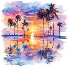 Wall Decal Sticker Tropical Summer Beach Wall Sticker 18X18cm Large