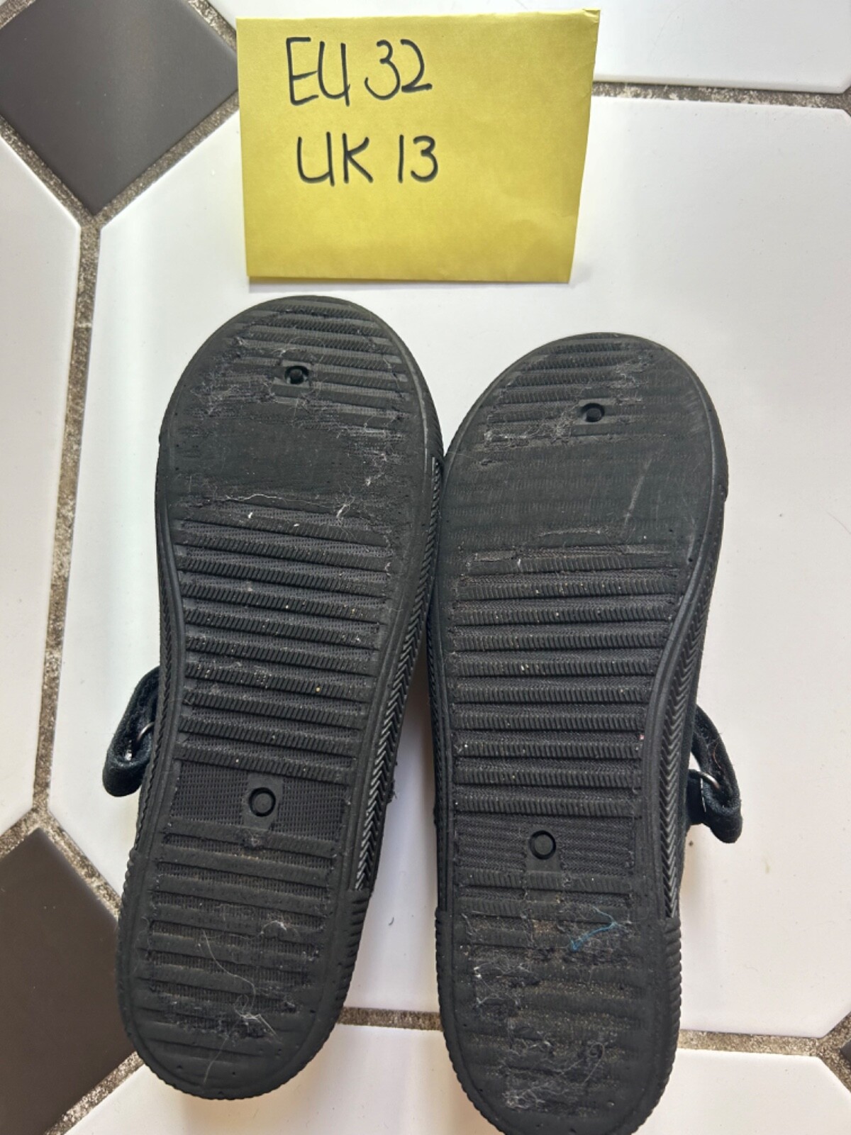 Black kids girls size UK 13 Sainsburys TU Mary Jane Micro-Fresh Plimsolls image 4
