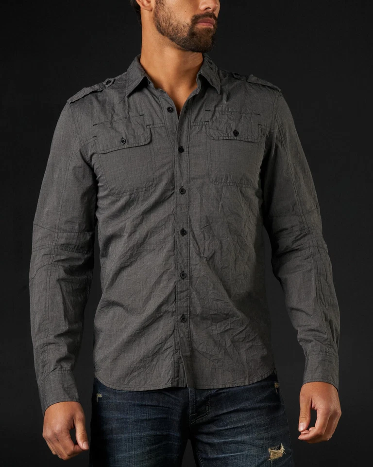 Camisa con botones Affliction DELIRIUM 2XL NUEVA CON ETIQUETAS gris XXL 10WV403 Foto 3 de 4