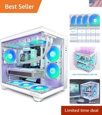 ATX PC Case, 6 PWM ARGB Fans Pre-Installed, 360MM RAD Support, Type-C Gaming ...