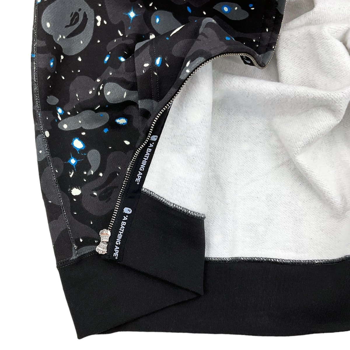 BAPE Space Camo Shark Full Zip Double Hoodie Black | A Bathing Ape