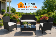 Rattan Sofa Set 4 Piece Garden Furniture Chair Coffee Table Patio Outdoor Black