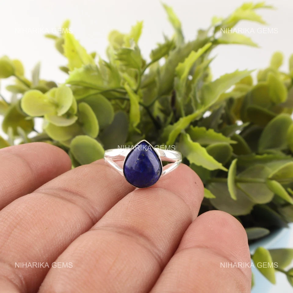 Argento Sterling Naturale Lapislazzuli Mamma Massiccio Nuovo Solitario Anello - Immagine 3 di 4