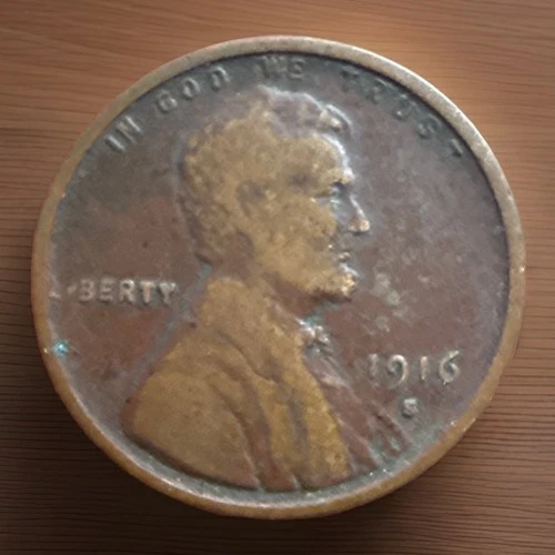 ** 1916-S DETAILS LINCOLN CENT-DARK COIN-Sold As Pictured- 2206