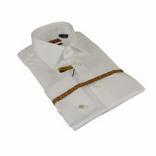 Mens long sleeves Cotton Shirt French Cuffs Wrinkle Resistance ENZO 61102 White