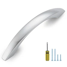 10 Pack Cabinet Pulls 3-3/4 Inch Polished Chrome Curved Drawer Pulls for Kitc...