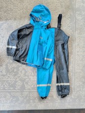 Helly Hansen Kids Waterproof Rain Coat And Pants, Bib Overalls Size 104/4 4Y 