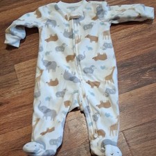 Child of Mine by Carter's 0-3M Fleece Footed Sleeper Zip Animal Print