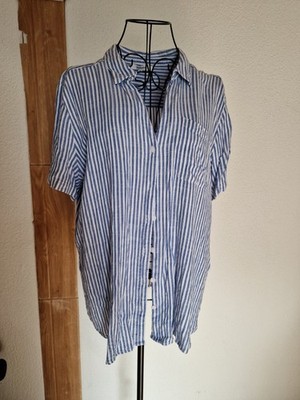 Hemdbluse Steilmann Edition Gr. 48 Blau Weiß