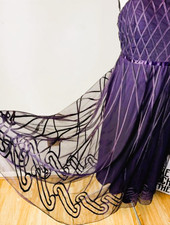 Jacques Vert Purple Chiffon Occasion Dress Padded Bust UK 12 EU 38