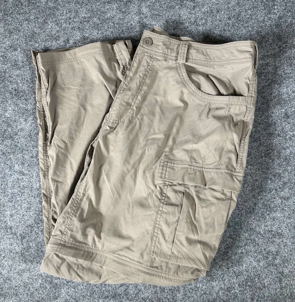 REI Co-op Pants Mens Size 42x32 Beige Convertible Cargo Pockets Outdoors Hiking