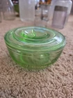 Jeannette Uranium Green Glass 5 3/4" Serving Bowl w / Lid