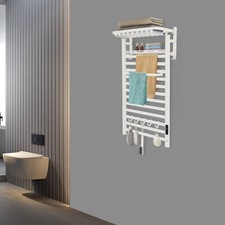 12-Rod Heated Towel Rack Towel Warmer Rack Electric Towel Warmer Rack White