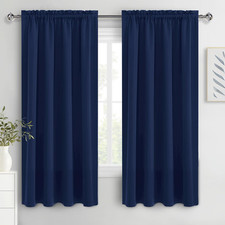 Navy Blue Blackout Curtains for Bedroom 63 Inches Long 2 Panels Set Window Drape
