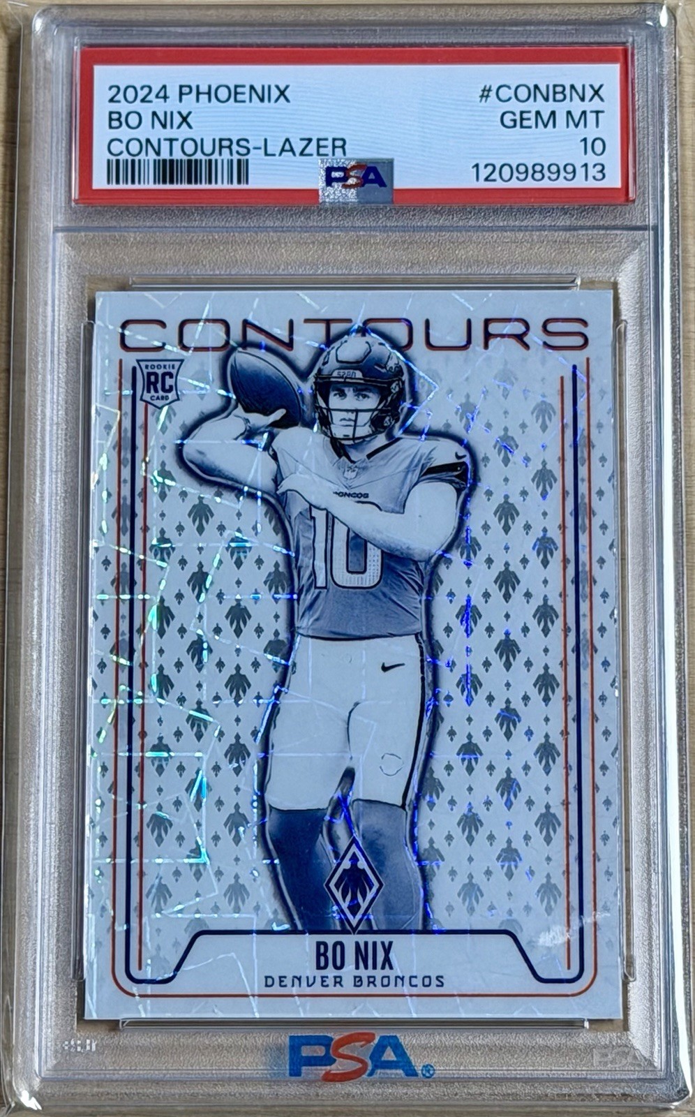 2024 Panini Phoenix Football Bo Nix Contours Lazer RC PSA 10 Gem 💎 - Broncos