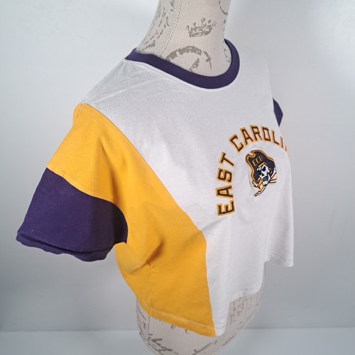 CHAMPION East Carolina University Pirate Crop Top Embroidered Logo T-Shirt Large - Picture 11 of 21