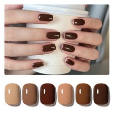 GAOY Gel Nail Polish, Brown Caramel Nude 0.22 Fl Oz (Pack of 6), Fall Shades