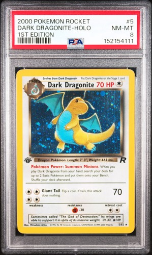 Dark Dragonite (1st Edition) graded PSA 8 for sale on eBay