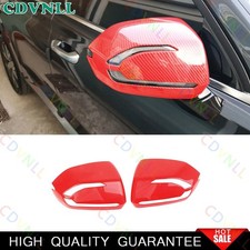 For Hyundai Palisade 2020-2024 Red Carbon Fiber Side Rearview Mirror Cover Trim