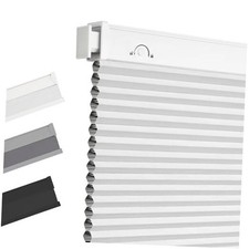 No Drill Blinds for Windows Blackout Cordless 24"W x 36"H White-100 Blackout