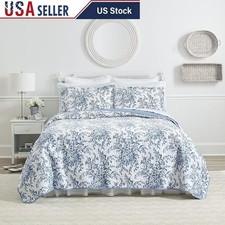 100 Cotton Twin Quilt Set W/ Standard Shams Easy Care Farmhouse Bedding New