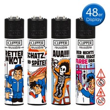 48er Display Clipper Feuerzeug Handwerker 3 Motiv lustige Spr&uuml;che Feuerzeuge