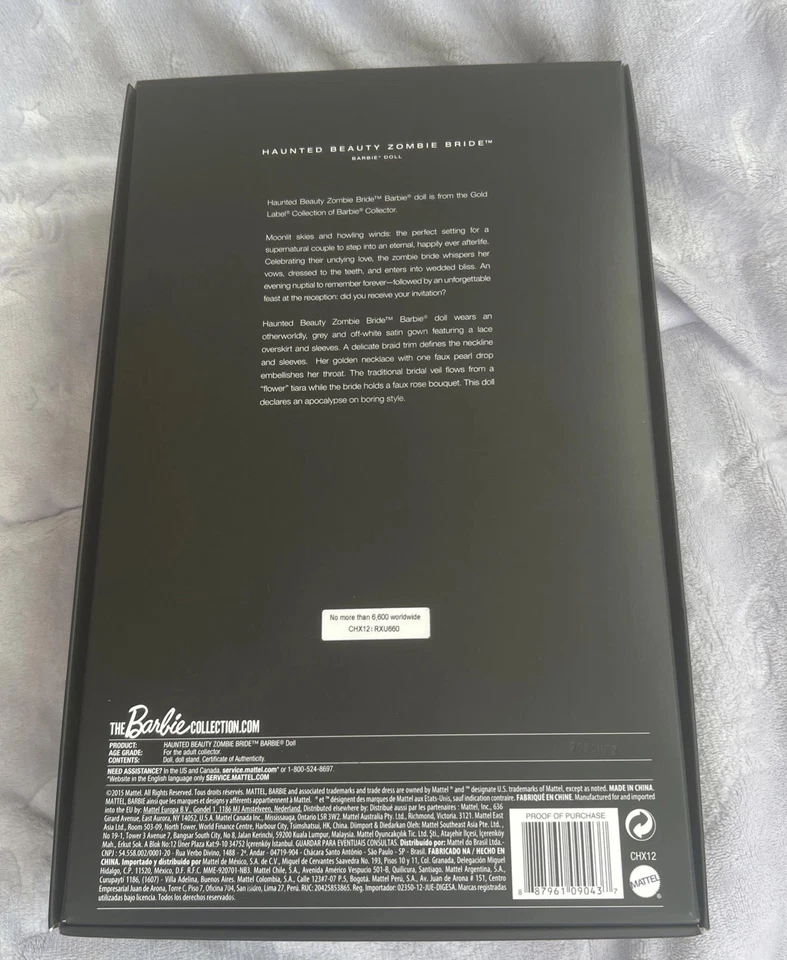 Barbie 2015 Haunted Beauty Zombie Bride etiqueta dorada nueva en caja original CHX12 Foto 3 de 4