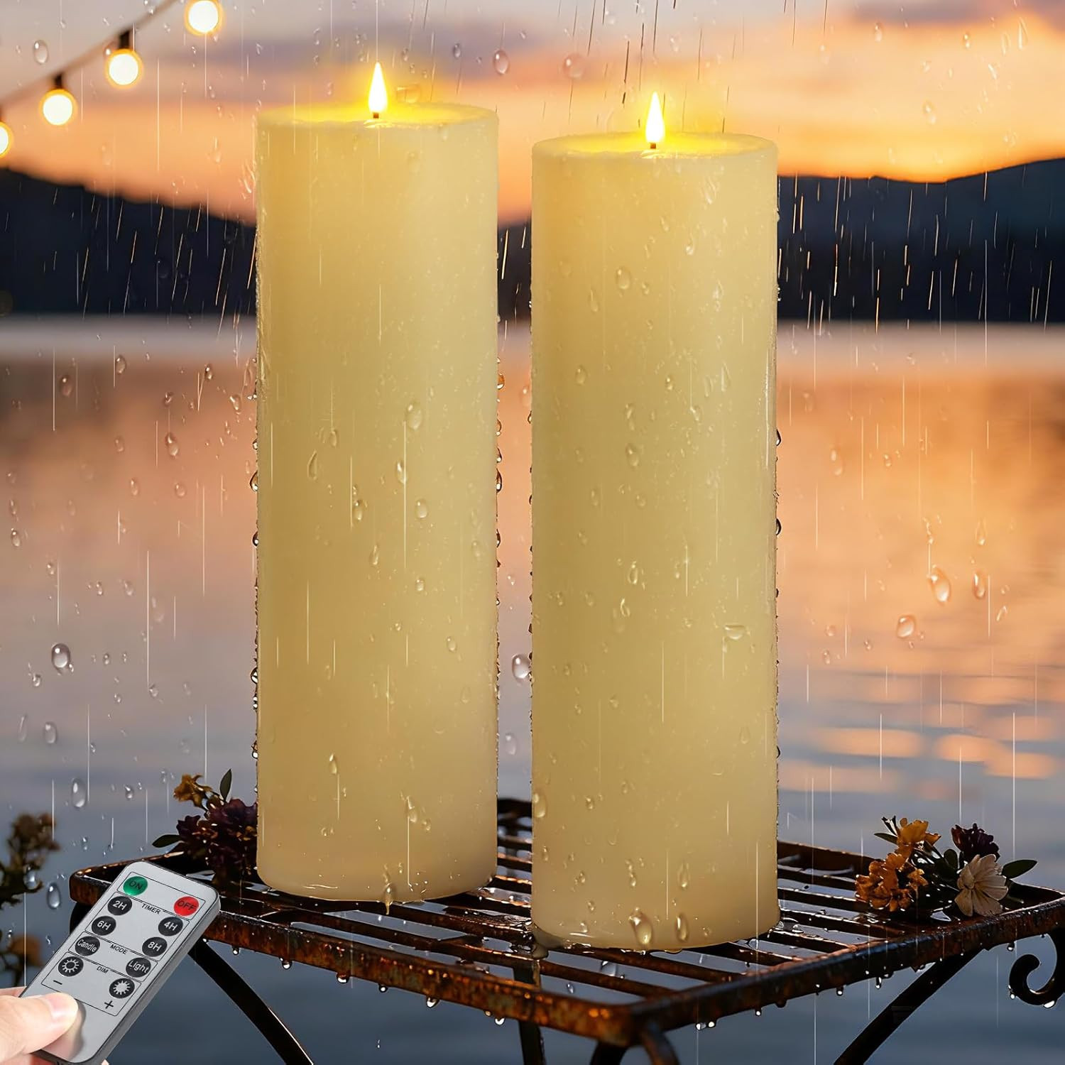 2 Pezzi D10 × H35 Cm Candele LED Fiamma Oscillante Grandi, Candela LED Con Telec