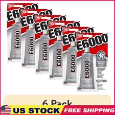 6 Pack E6000 Industrial Strength Adhesive Glue Clear Flexible Tough Bonding New