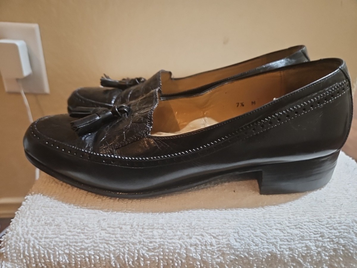 Bally Loafers Dress Shoes Size 9.5 Black Crocodile Mens Bally Loafers - Etsy main image 2