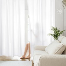 Non-See-Through White Privacy Sheer Curtains 52 X 84 Inches Long 2 Panels She...