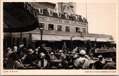 Cafe de La Paix Streets of Paris 1933 Chicago Illinois World's Fair B&W Postcard