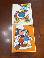 VTG Playskool Disney Wooden Puzzles 70s Made in USA Donald Duck Mickey Mouse