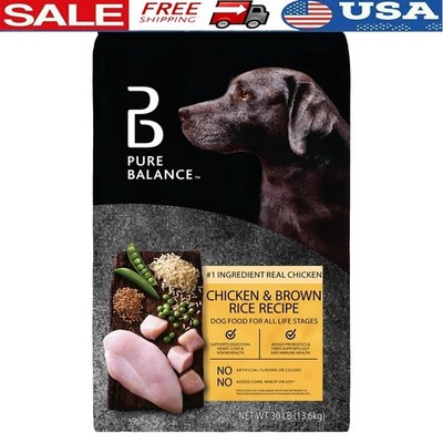 Chicken Brown Rice Dry Dog Food 30lbs All Life Stages Digestive Health Kibble US