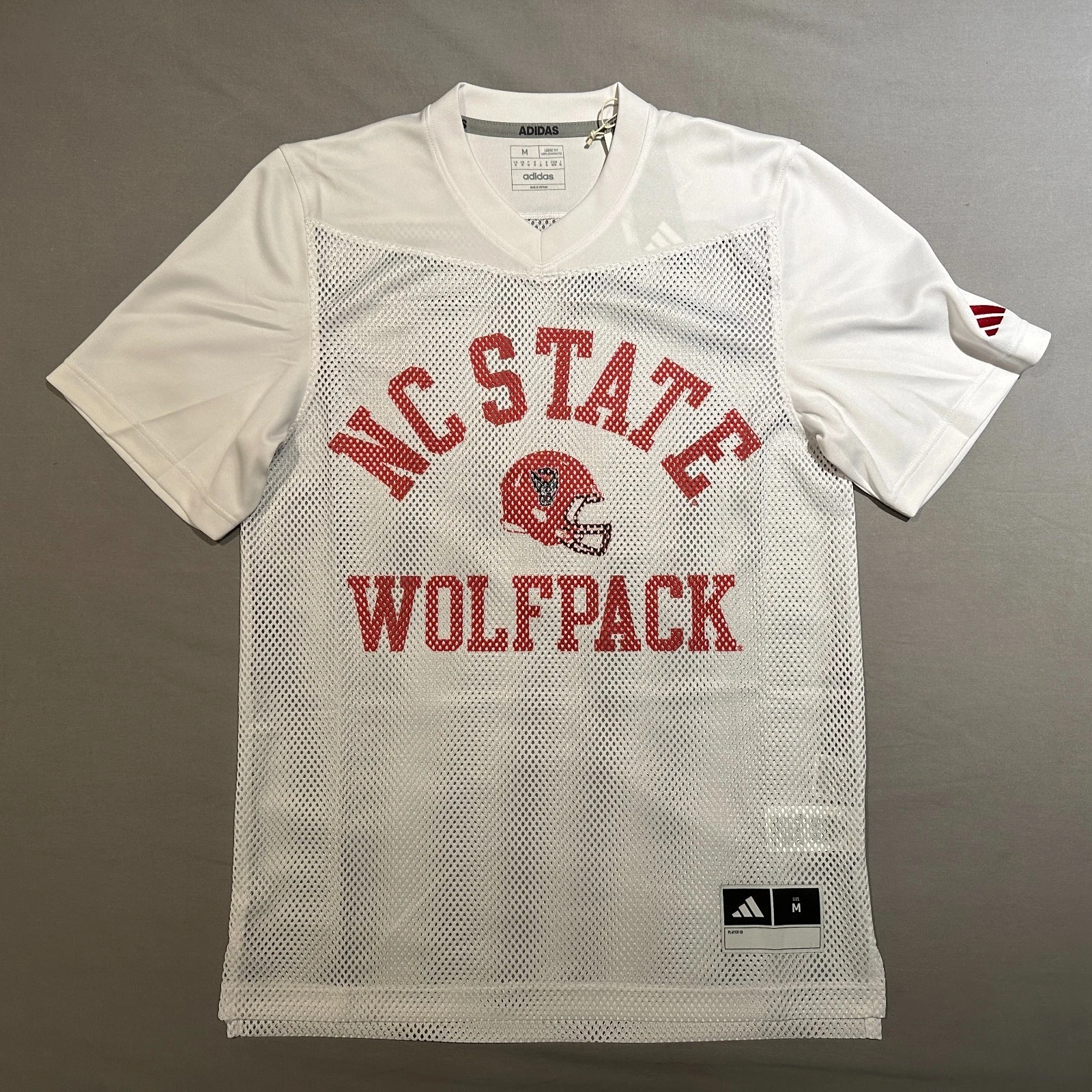 NC State Wolfpack Adidas Tailgate Tee Helmet Mesh Football Jersey Shirt White M