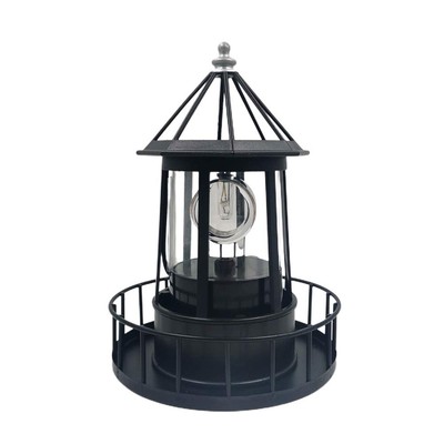 LED Solar Powered Lighthouse, 360 Degree Rotating Lamp, IP65 Waterproof LED S...
