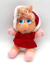 Vintage 1987 Baby Miss Piggy Christmas Plush 11" Jim Henson Muppets Doll