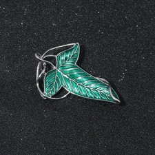 Lord of the Rings Elven Leaf Brooch Lorien Green Silver Cloak Pin LOTR Cosplay
