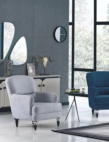 Luxus Sessel Grau PolstermöBel Modern Design Polstersessel Wohnzimmer-image